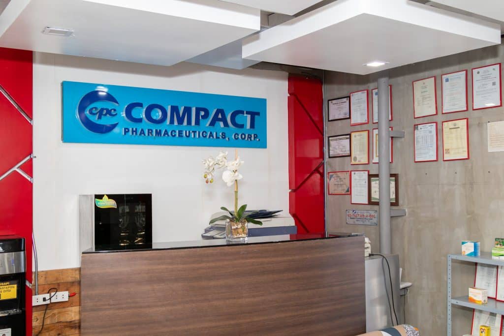 The old front desk of Compact Pharmaceuticals Corp.